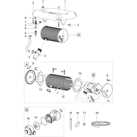 Pièces détachées : AquaAir 250 Oase