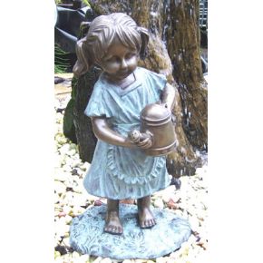 Statue Bronze Fillette à l'Arrosoir