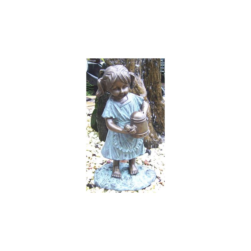 Statue Bronze Fillette à l'Arrosoir